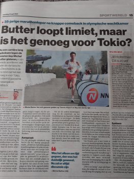 Butter loopt limiet, maar is nog niet zeker van Tokio.